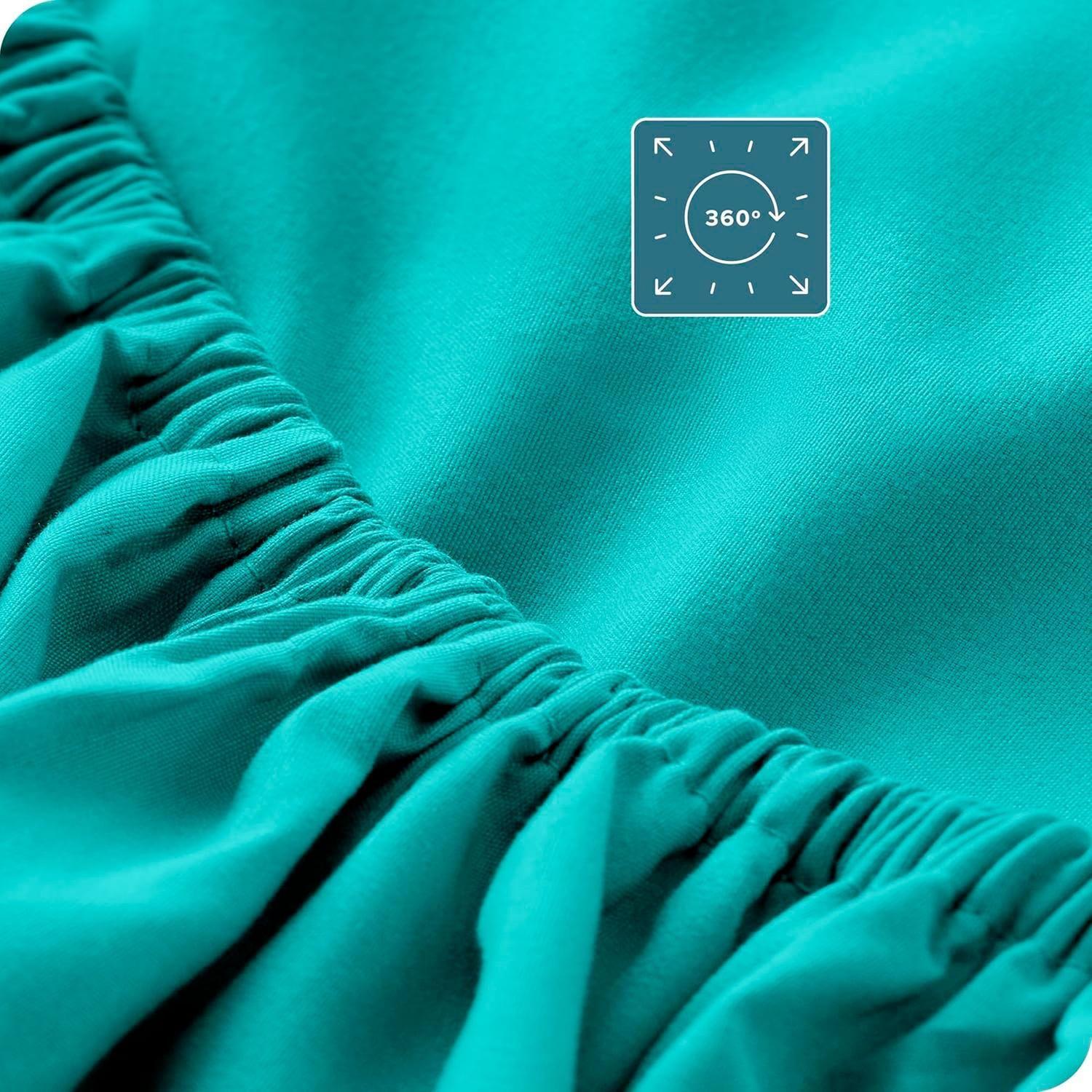 Sabanas De Algodon 800 hilos Premium 1 plaza Twin Turquesa-2