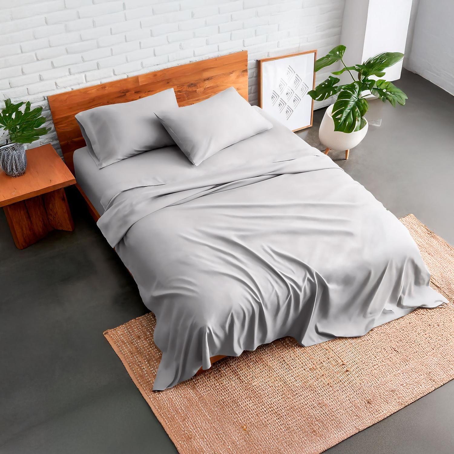 Sabanas De Algodon 800 hilos Premium 1 plaza Twin Gris-1