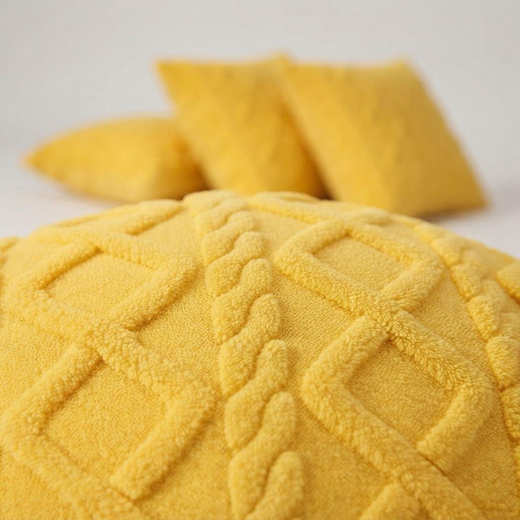 Pack 4 Fundas para Cojín Poliéster Pelo Trenzado 45x45 758Amarillo-7