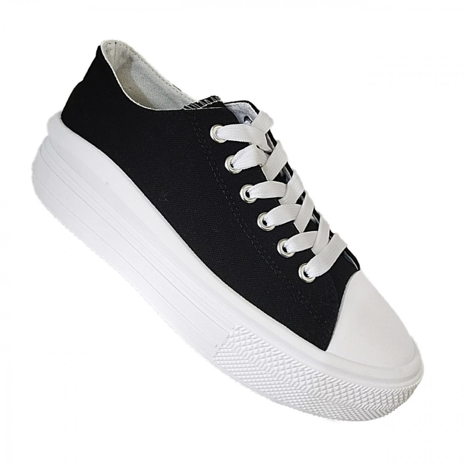 Zapatilla Mujer Con Plataforma Urbana De lona - Negro 7083-0