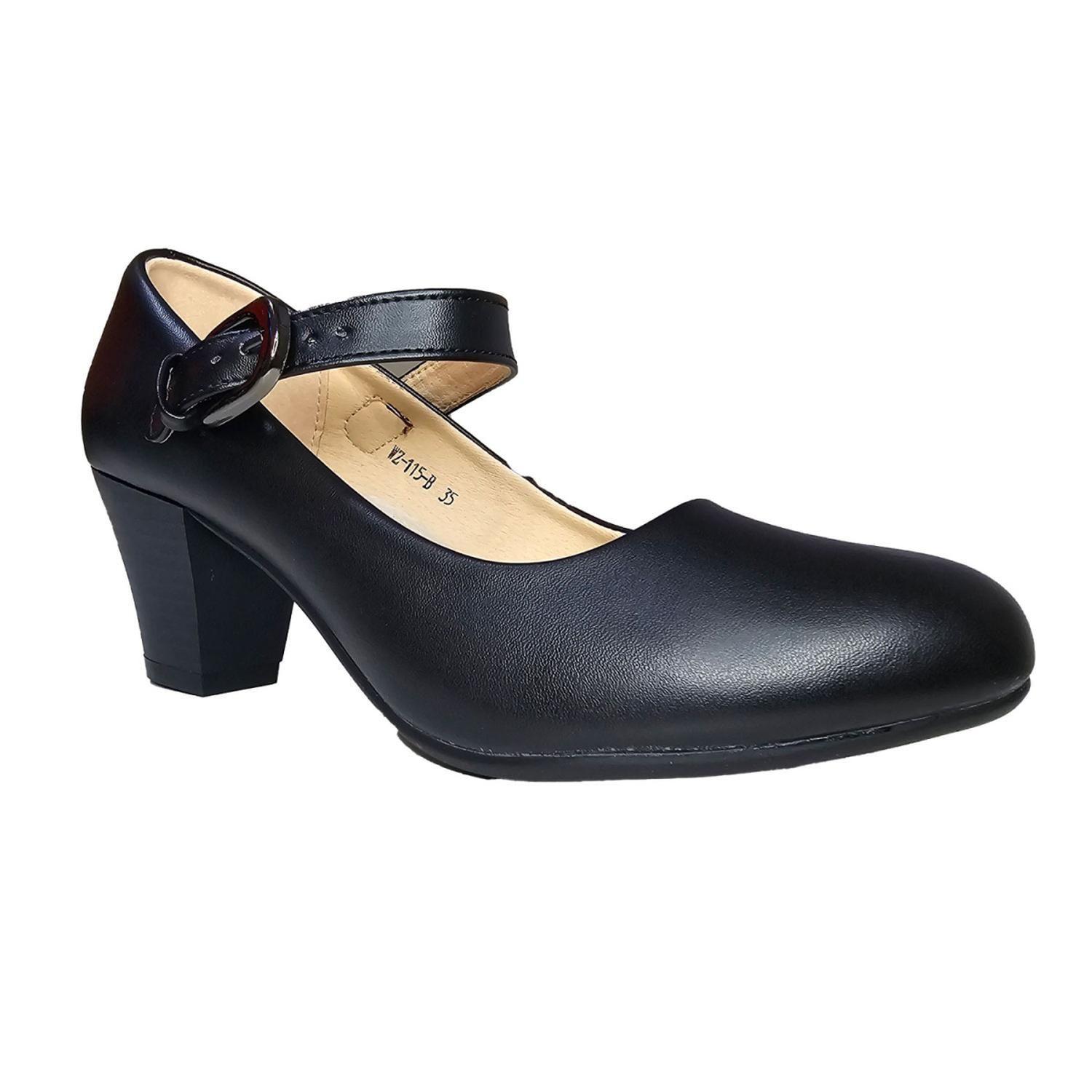 Zapato de Mujer 7603 de Cueca con Tacón y Correa Elegante-1