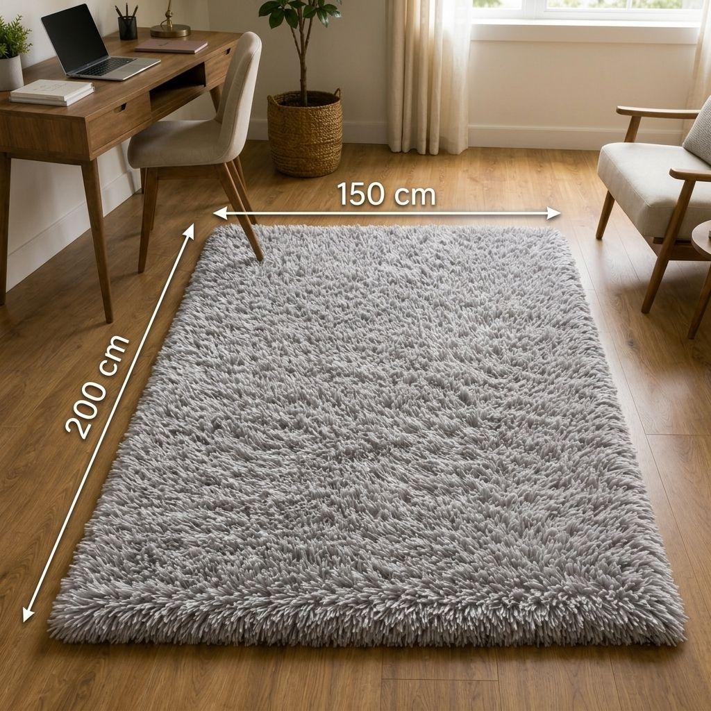 Alfombra Estilo Shaggy color Gris Claro 150x200 cm 026-6