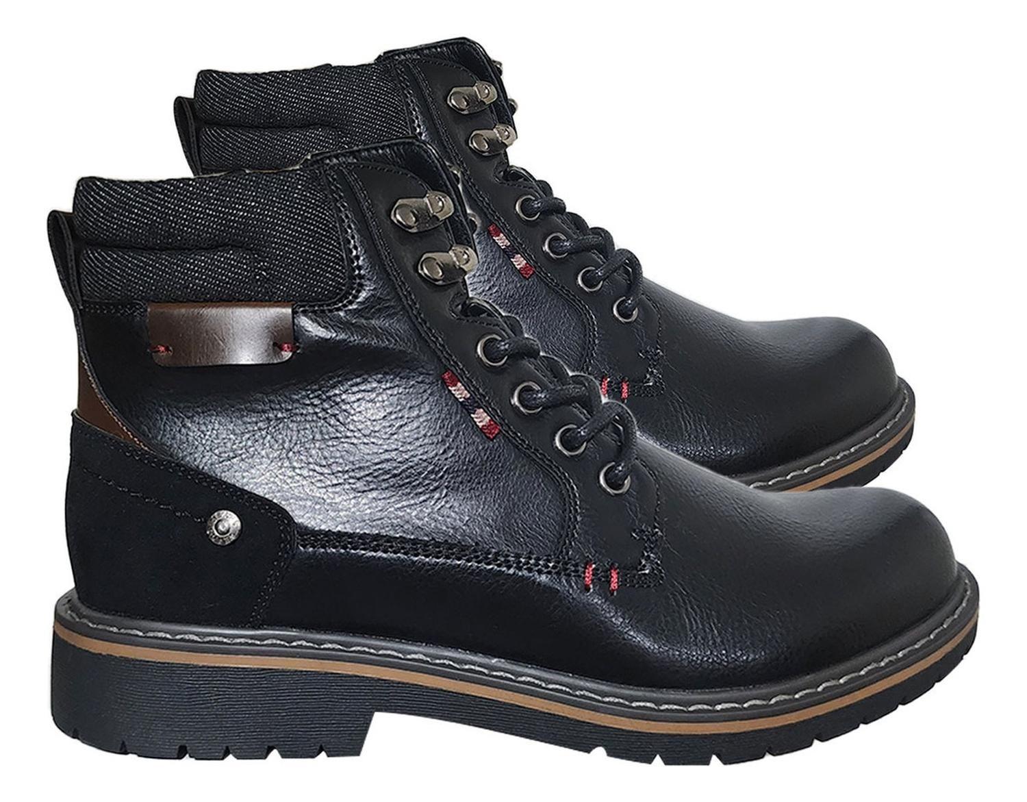 Botin Casual De Caballero Con Cierre Y Cordón Negro 7510-2