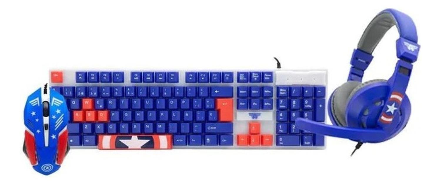 Kit Gamer Marvel Capitán America 3en1 Teclado Mouse Audífono-0