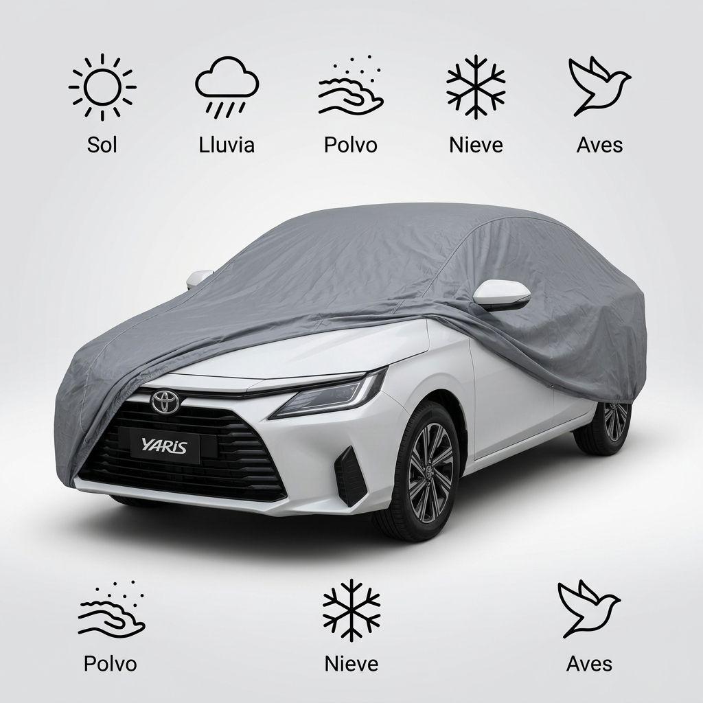 Funda Cubre Auto Gris Plomo Protectora - Yaris Sedan-3