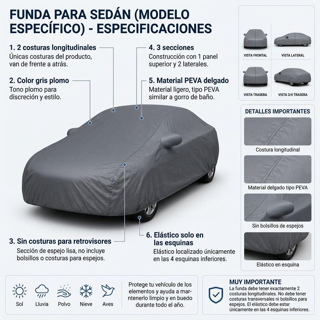 Funda Cubre Auto Gris Plomo Protectora - Yaris Sedan-4
