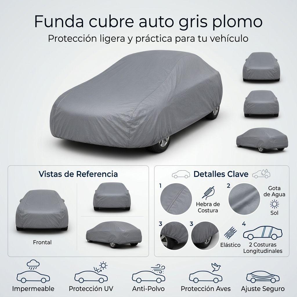Funda Cubre Auto Gris Plomo Protectora - Yaris Sedan-5