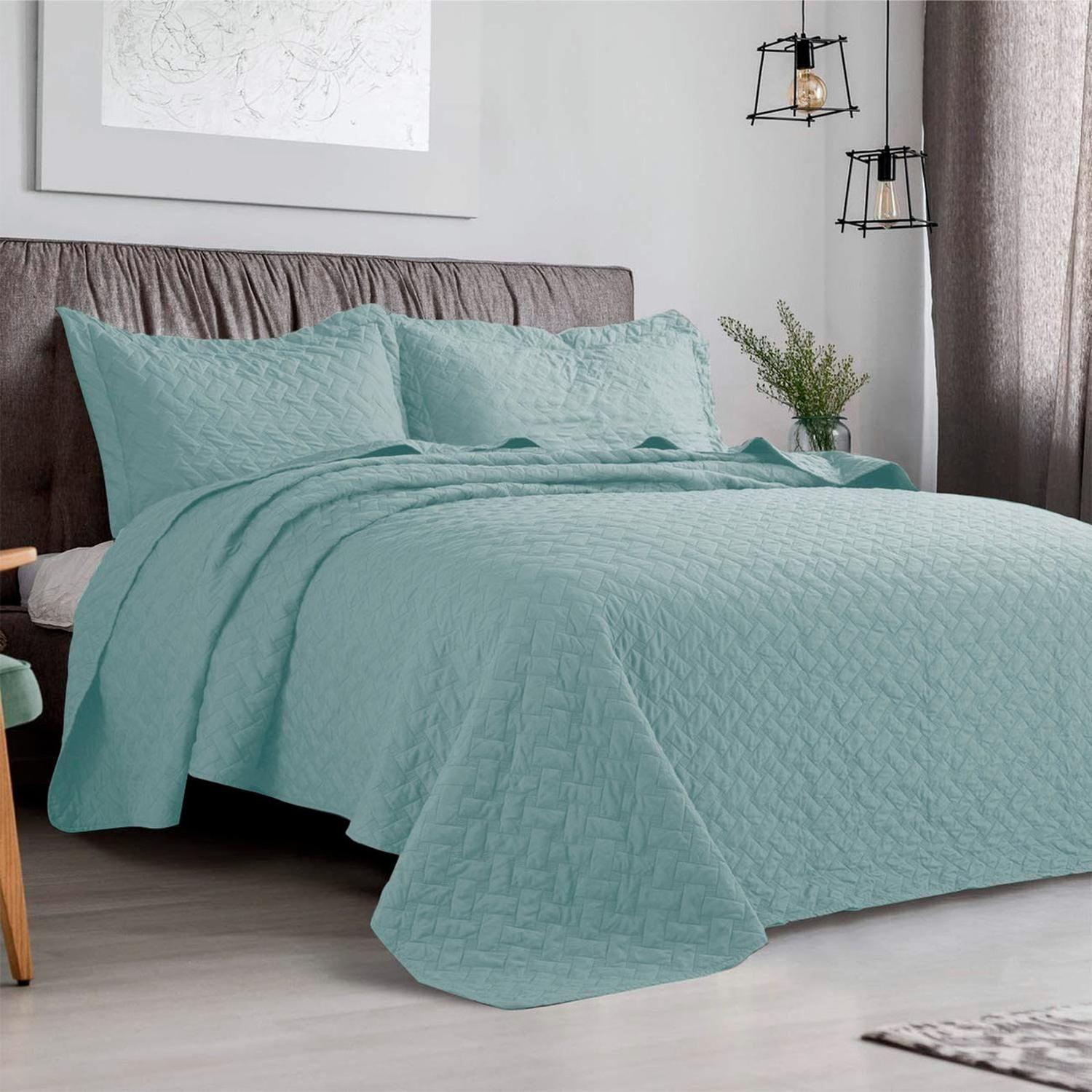 Cubrecama Quilt De Verano 2.5 Plazas (king) Verde Agua-0
