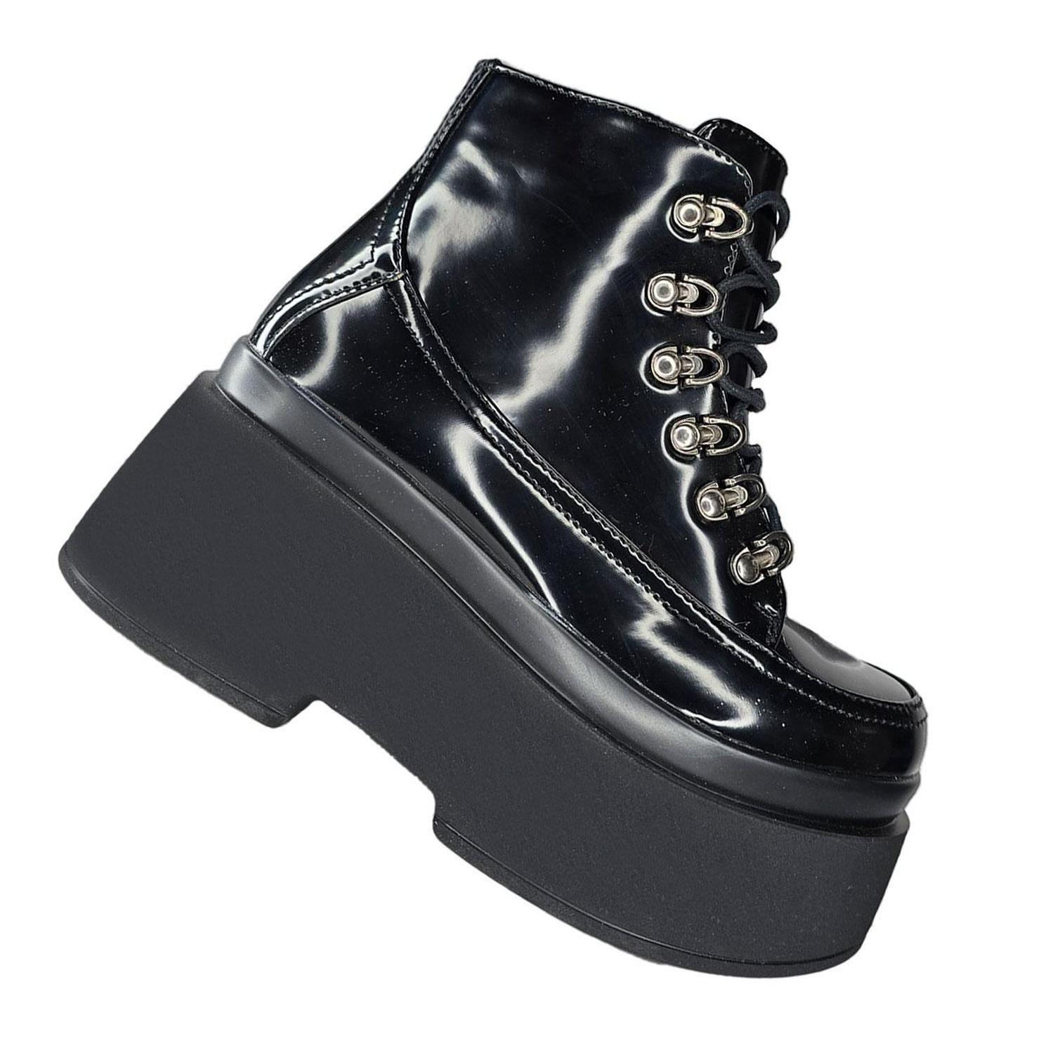 Botines de Charol Negros con Plataforma Mujer 7524-1