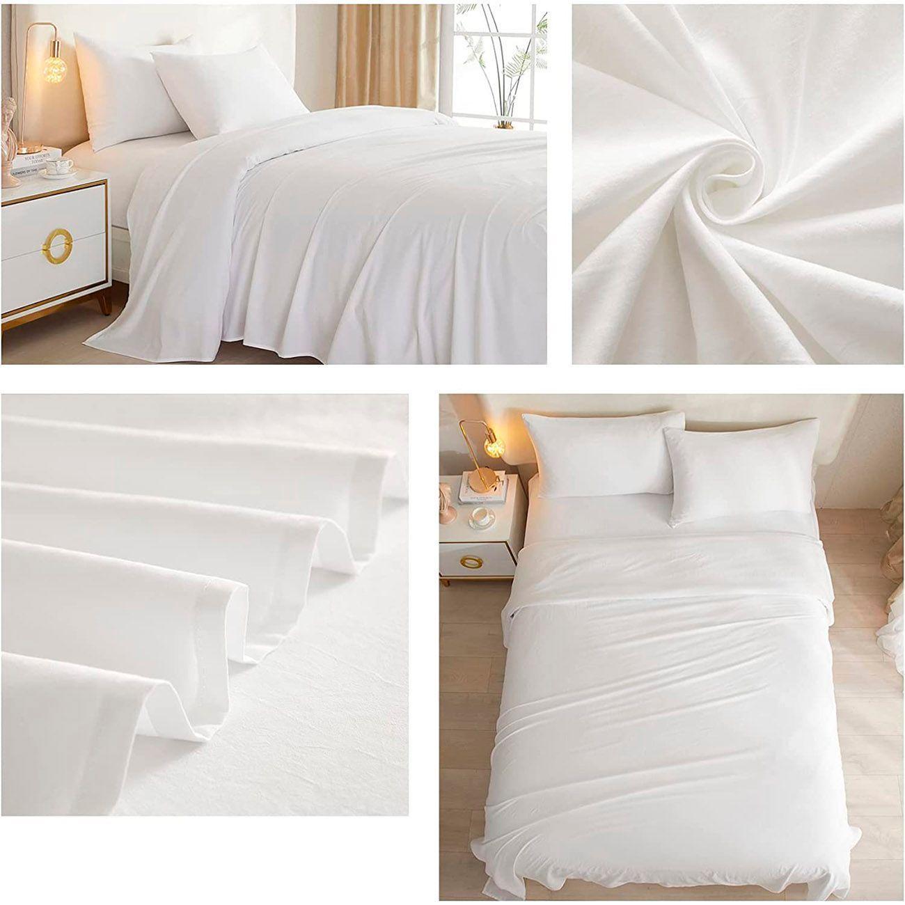 Juego de sabanas Blanco 2.0 Plazas Buena Calidad-1