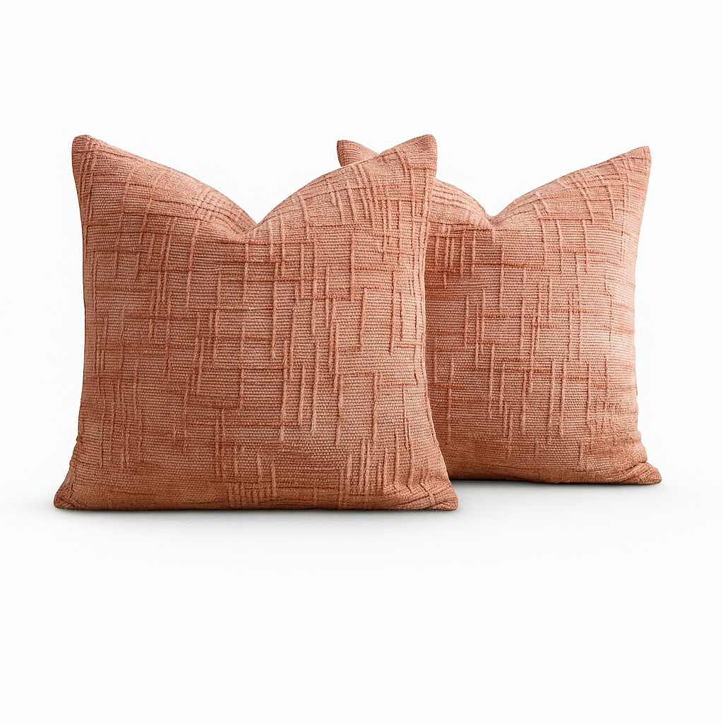 Pack 2 cubre cojín coral chenille 45x45 diseño elegante sala CL 744-2