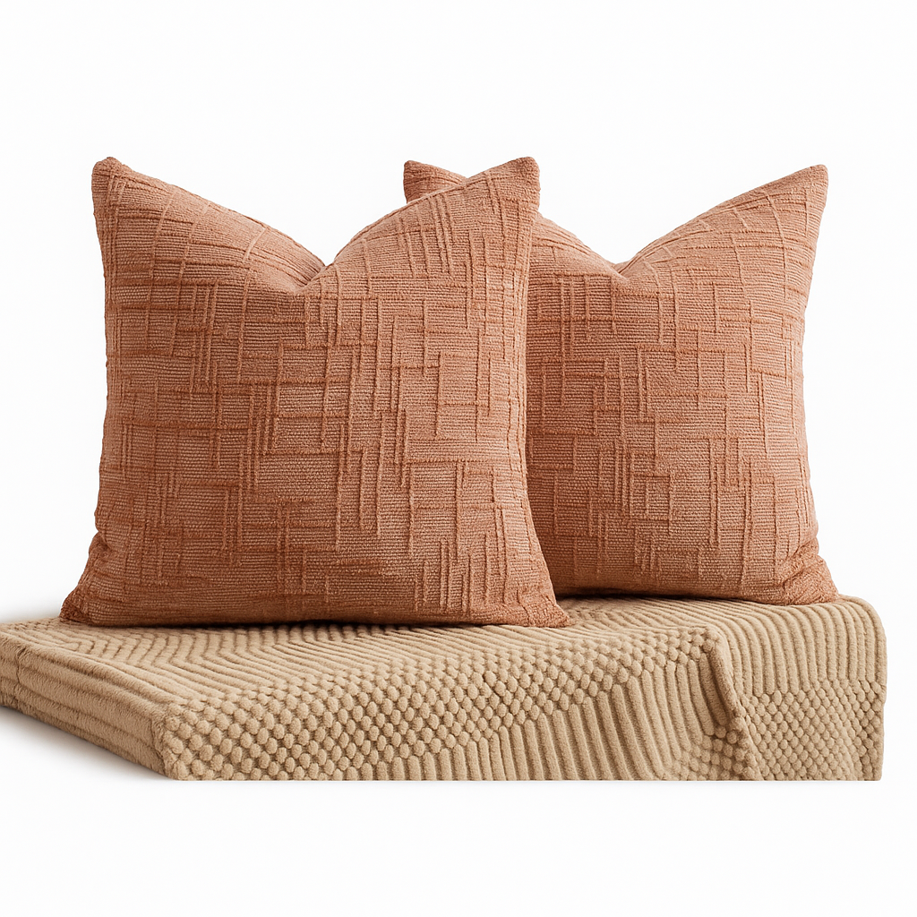Pack 2 cubre cojín coral chenille 45x45 diseño elegante sala CL 744-3