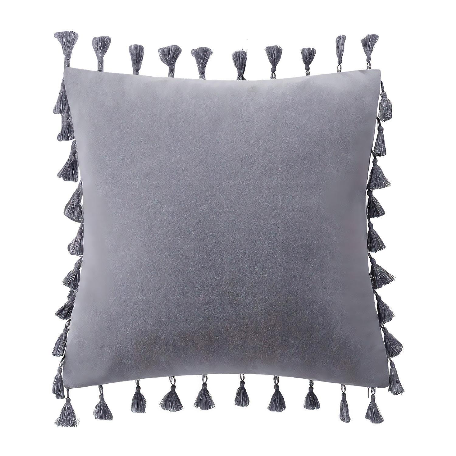 Fundas Para Cojín 45x45 Decorativas Con Borla Gris Pack 4U-1