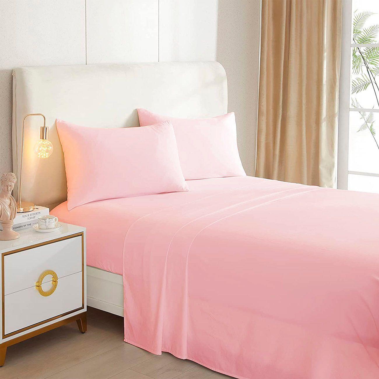 Juego de sabanas Rosa 2.5 Plazas Excelent Calidad-0