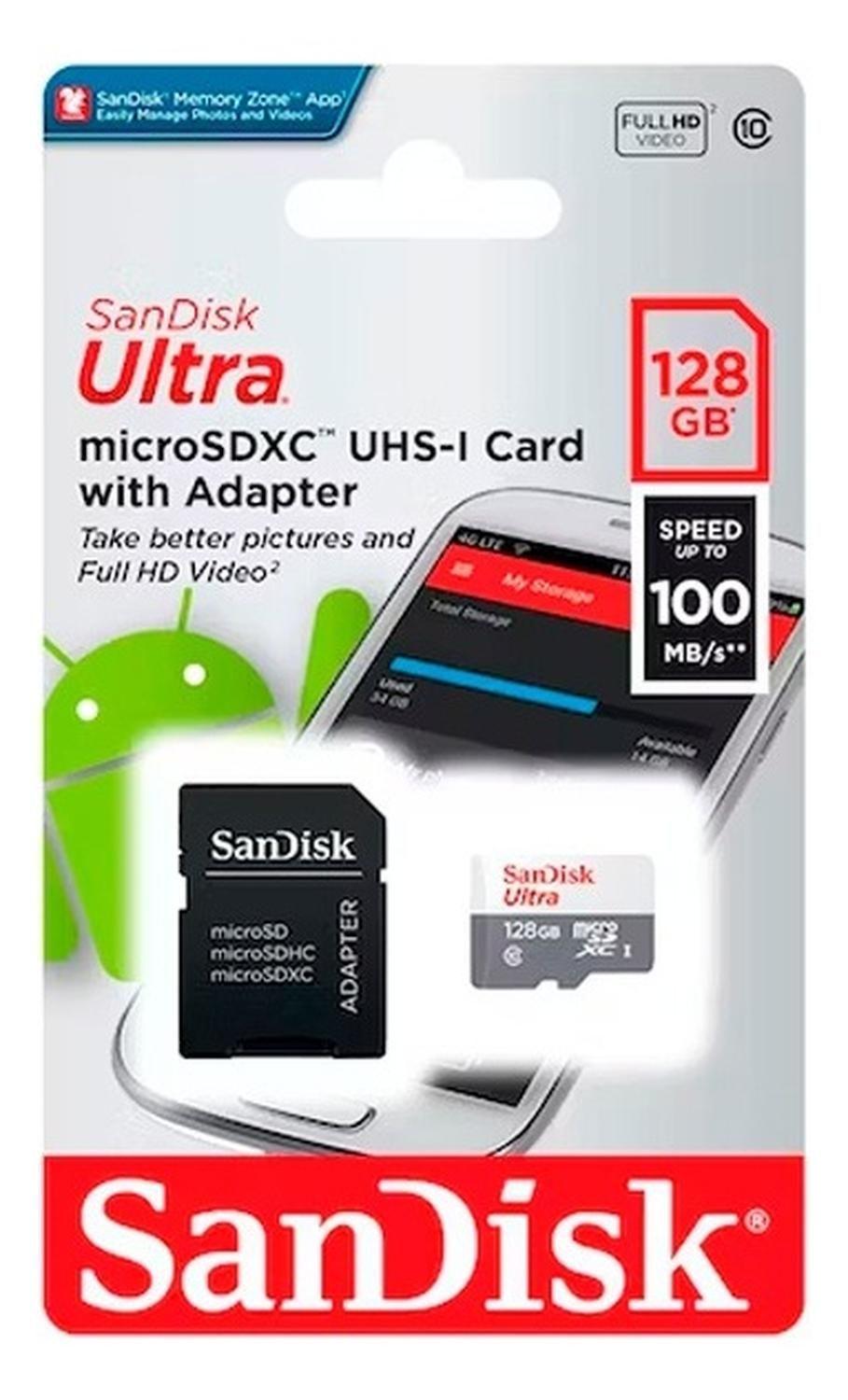 Sandisk Memoria Micro Sd 128 Gb 100mbps Clase 10-0