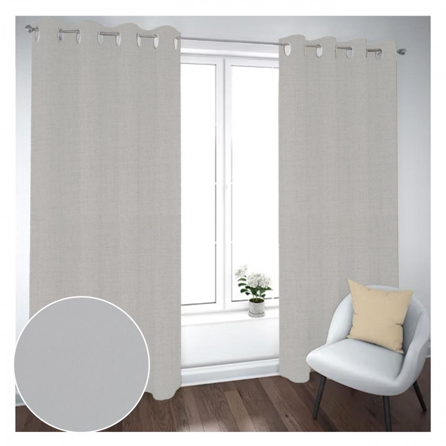 Cortina Black Out 2 Paños Decorativa Color Gris N°58 (140X230)-1