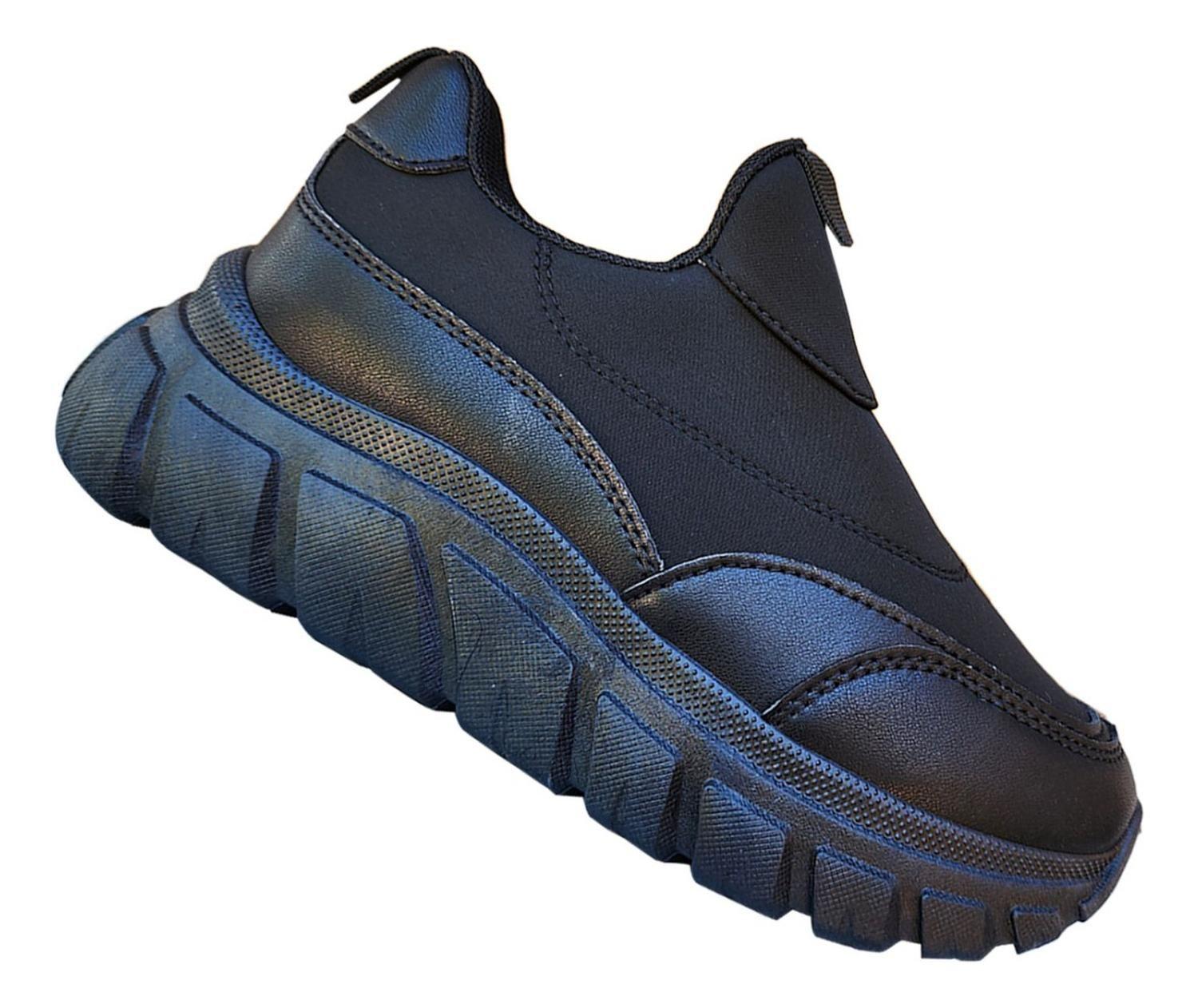 Zapatilla De Mujer Con Plataforma Comoda Ligera Negra 7480-0