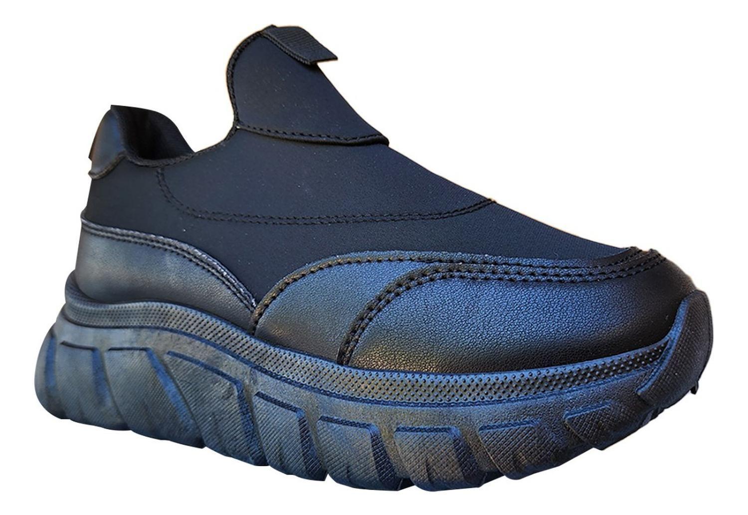 Zapatilla De Mujer Con Plataforma Comoda Ligera Negra 7480-1