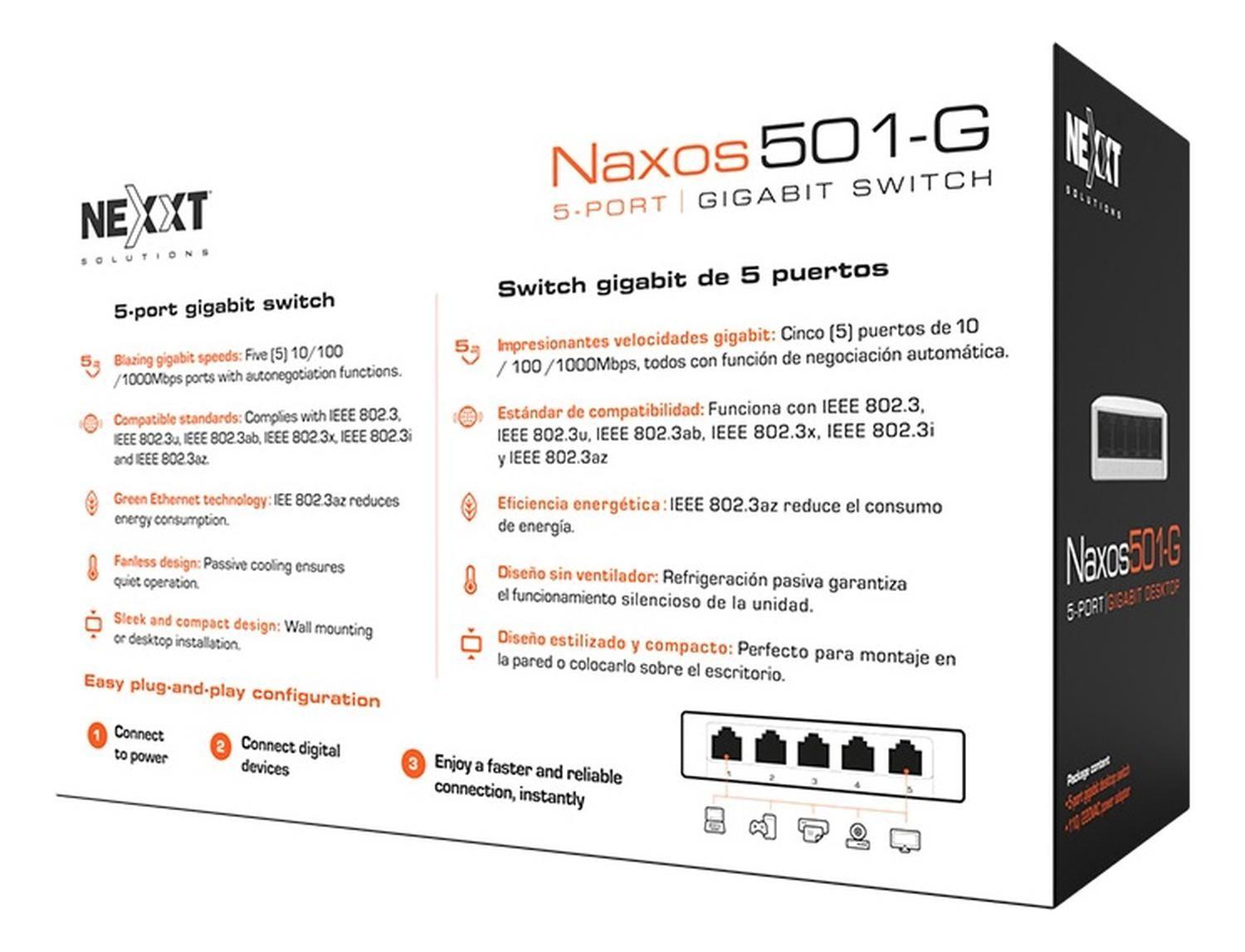 Switch Nexxt Essential Naxos501-g 5 Puertos 1gbps Gigabit-2