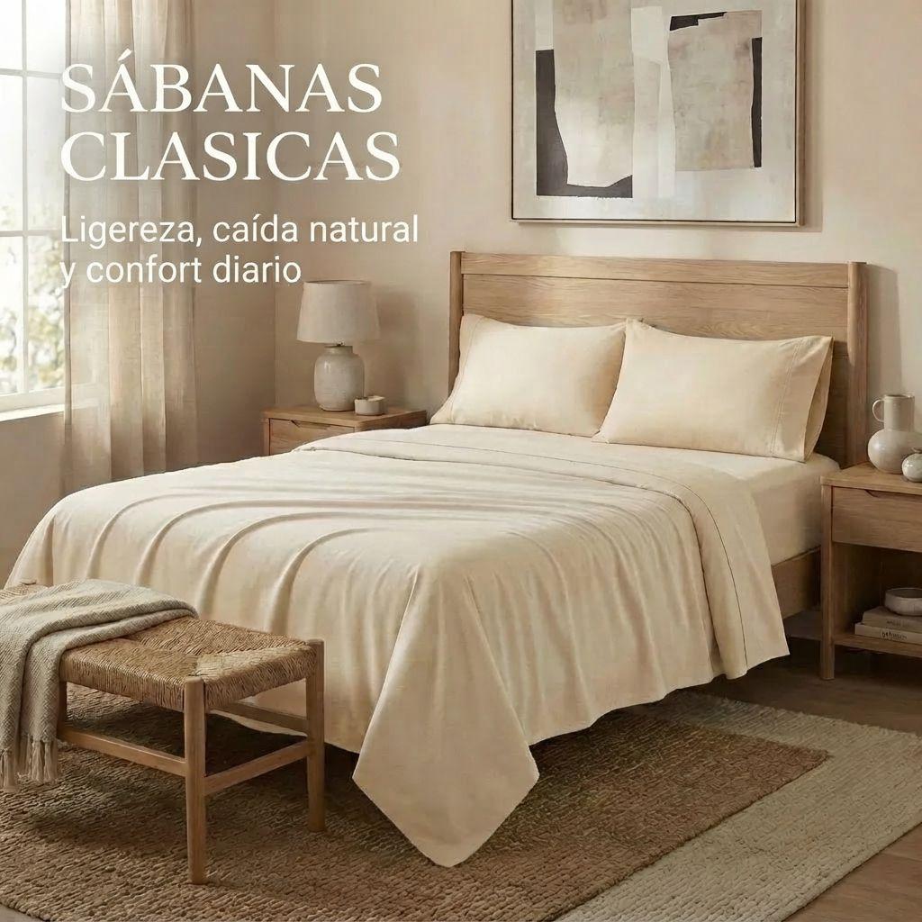 Juego De Sabanas Crema 2 Plazas 4 Piezas 044-4