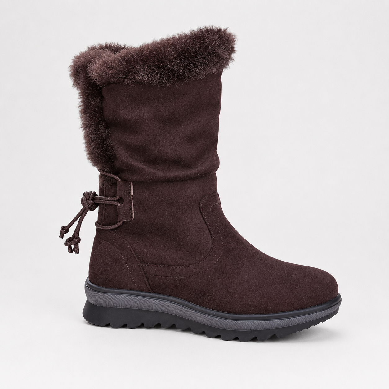 Bota de Invierno para Mujer PU Café Chocolate Caña Media 7140-0