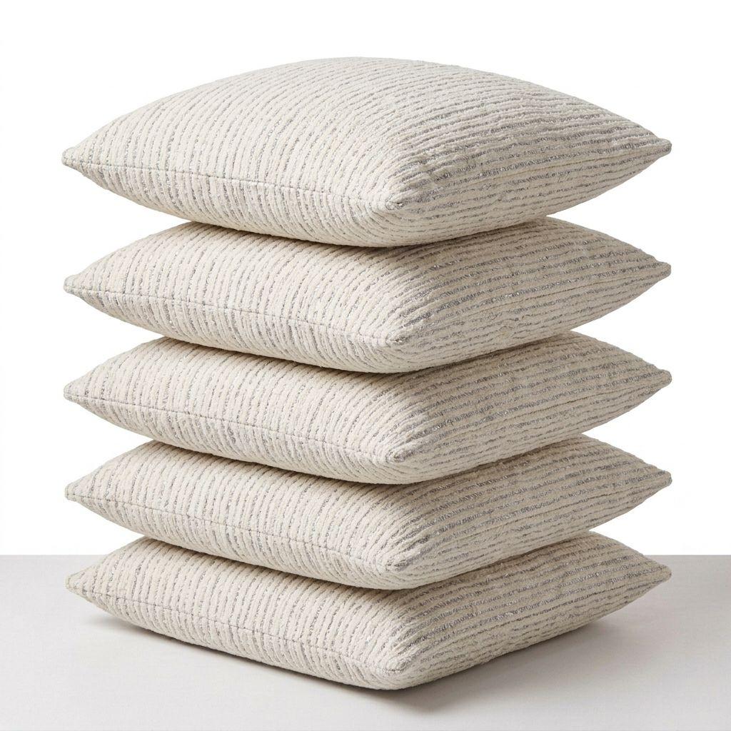 Set 5 Fundas Cojin Chenille Lineas Gris 785 Decorativa Poliéster-3