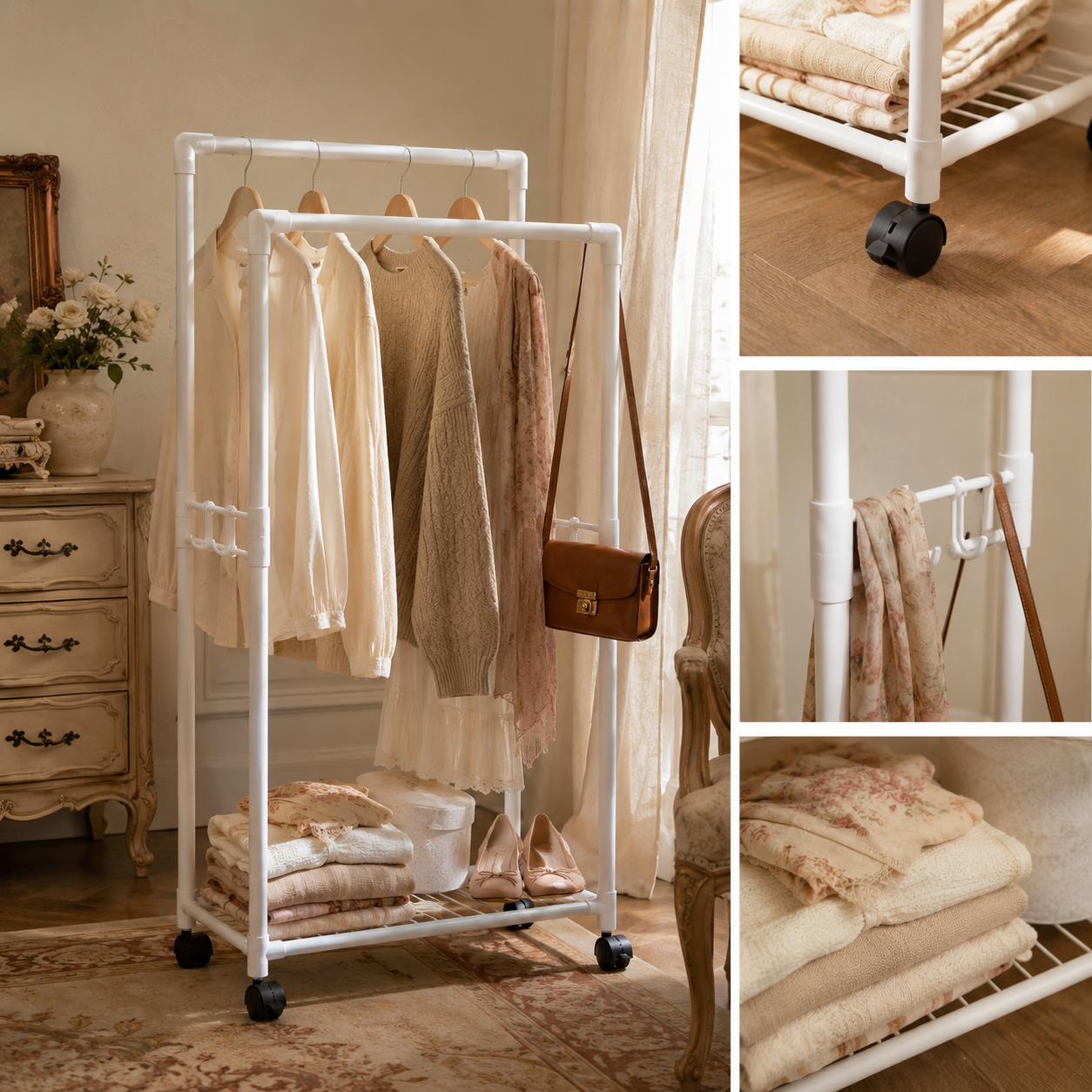 Perchero de Piso Metálico Plegable Armonia para Dormitorio Blanco 027-0