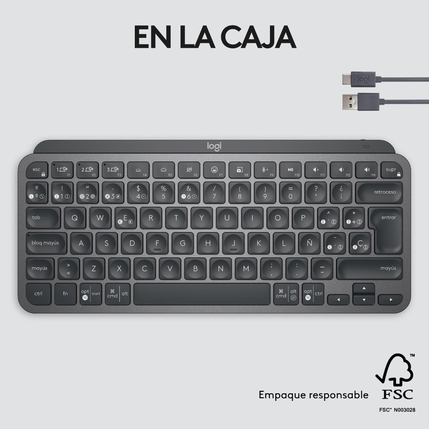 Teclado Bluetooth Logitech Master Series Mx Keys Mini Españo-2