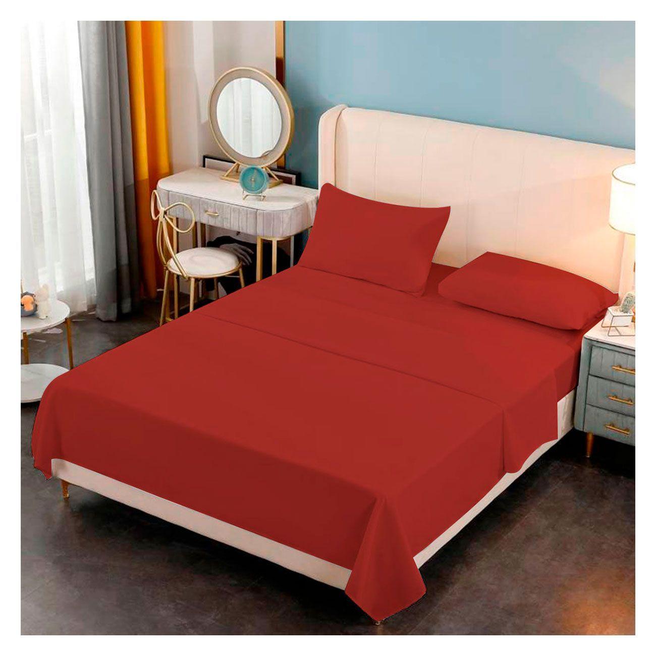 Juego De Sabana Premium Algodon 188 Hilos 2.0 Plazas Burdeo-0