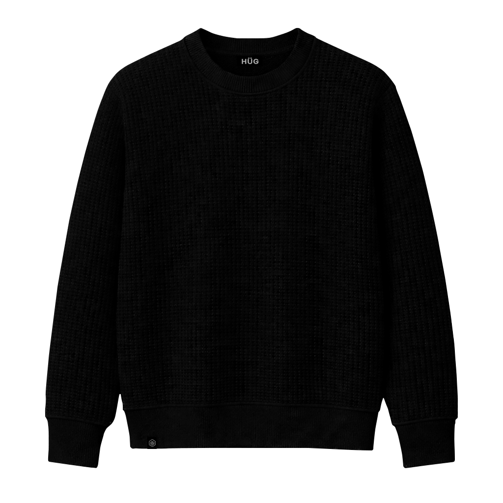 HÜG Sweater Waffle Negro 100% Algodón-2