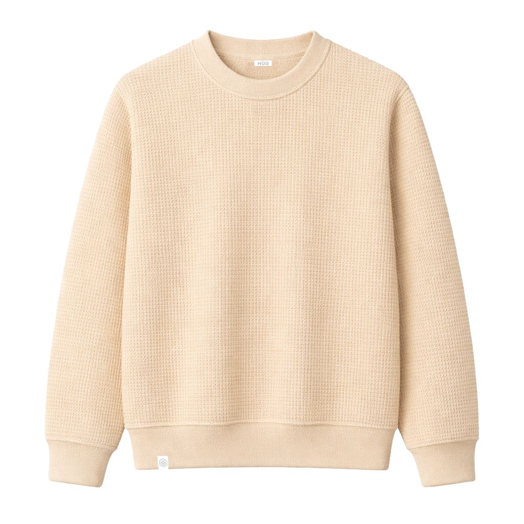 HÜG Sweater Waffle Beige 100% Algodón-2