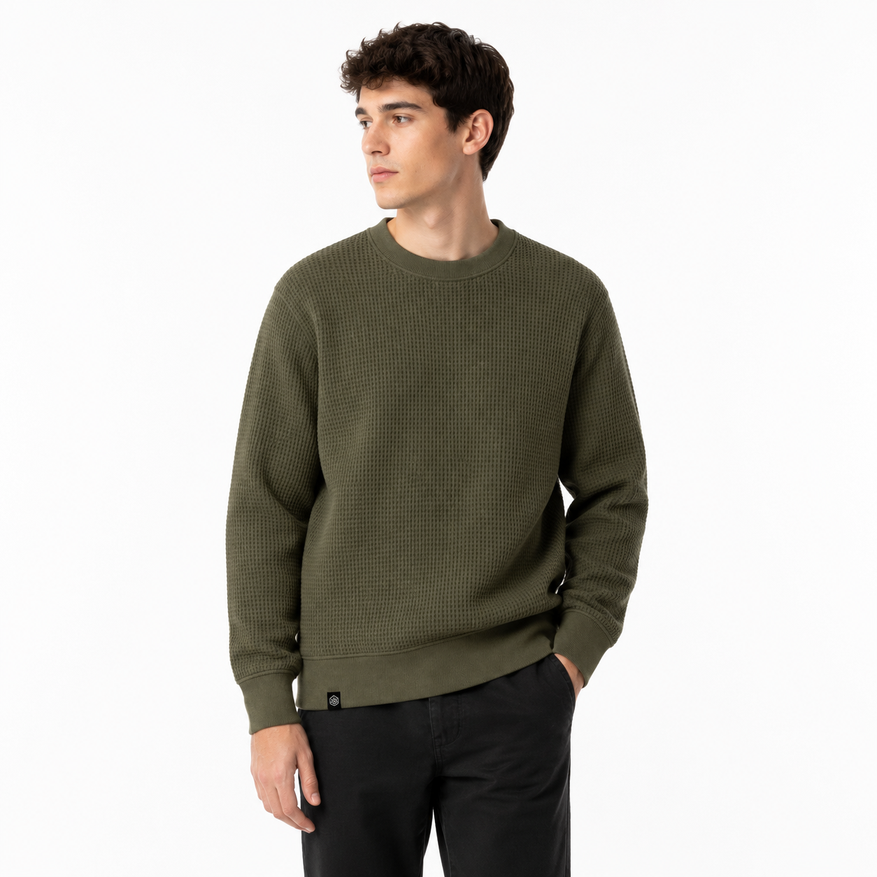 HÜG Sweater Waffle Verde 100% Algodón-0