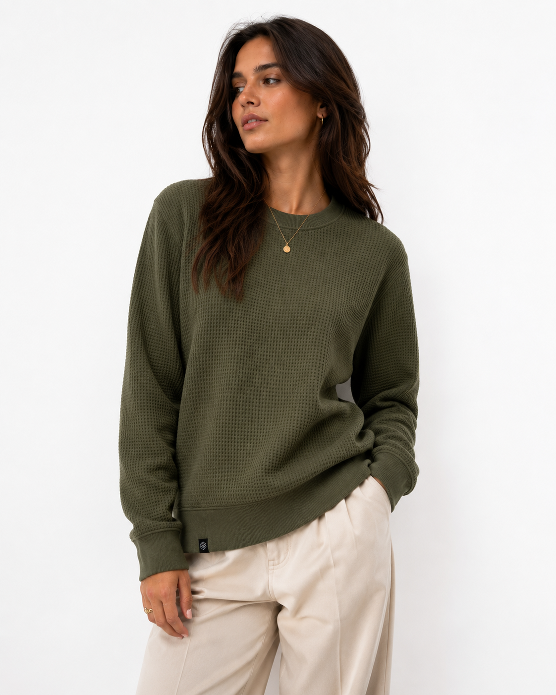HÜG Sweater Waffle Verde 100% Algodón-1