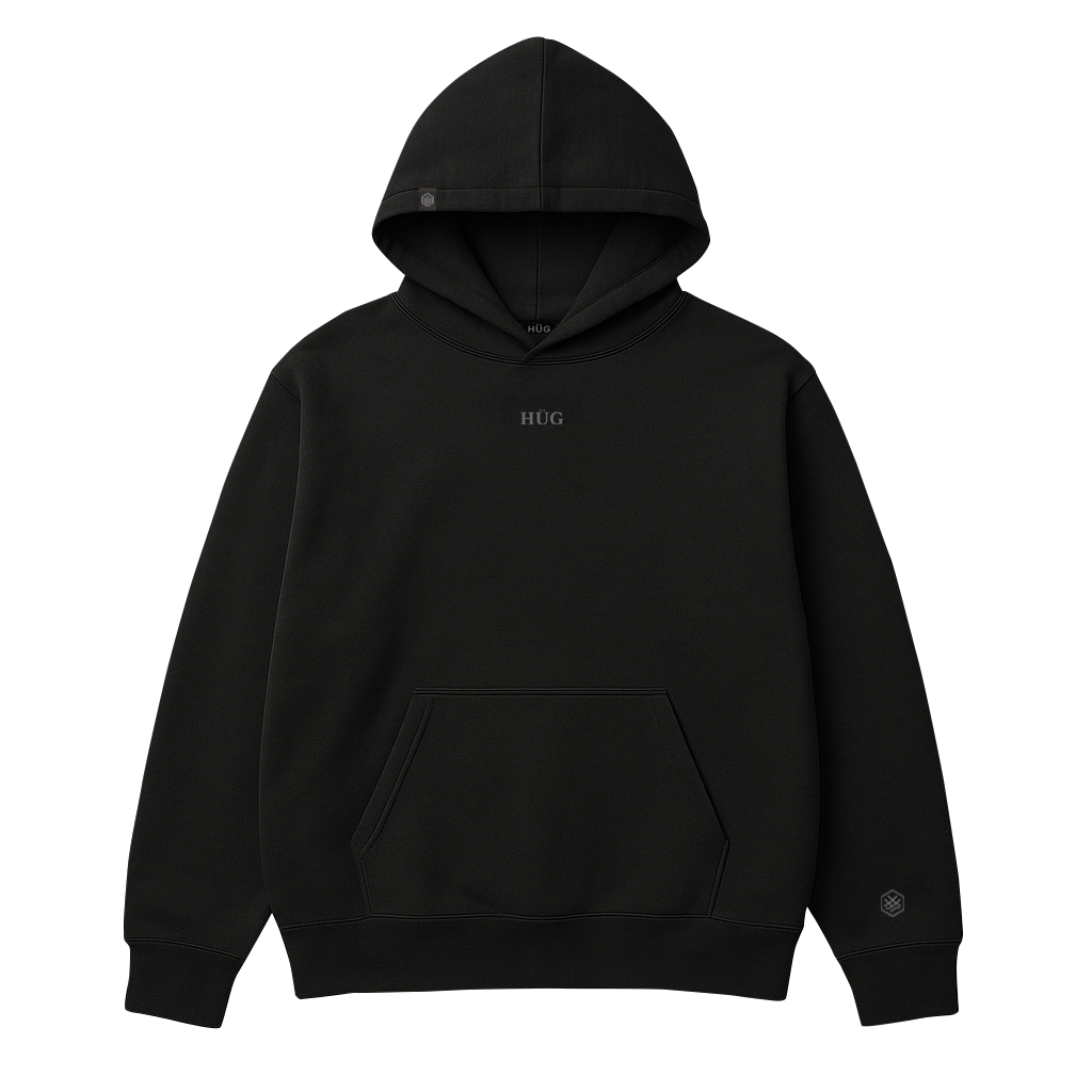 HÜG Hoodie Negro Classy 320 gr - 100% Algodón Pima Peruano-2