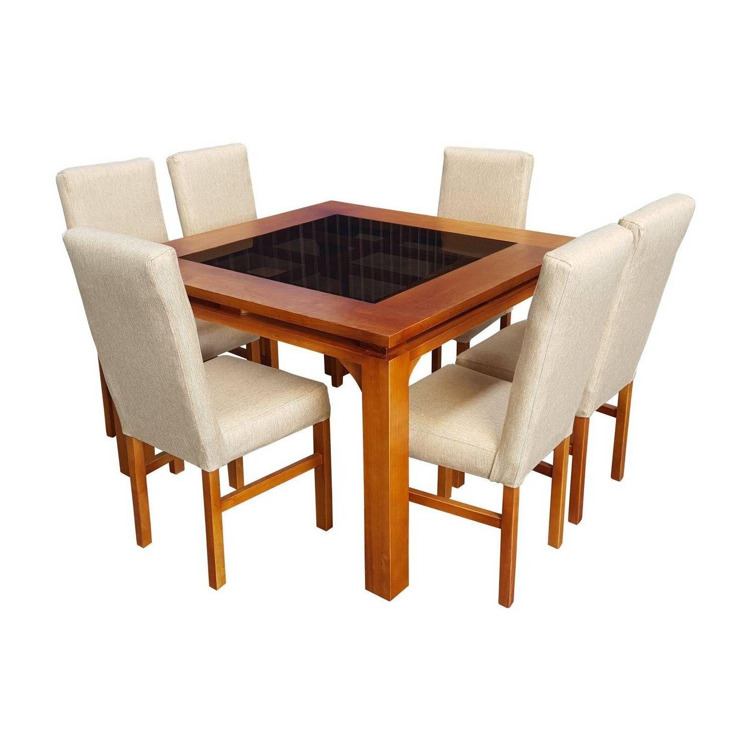 Juego de comedor 6 sillas Javi beige-1