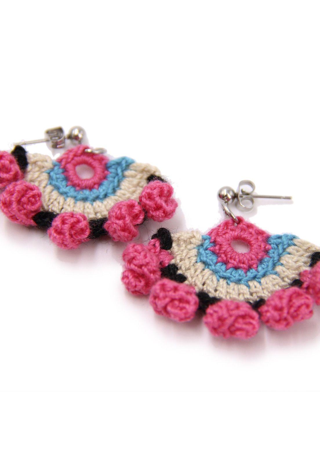 Aros tejidos de flor "Amaranto"-4