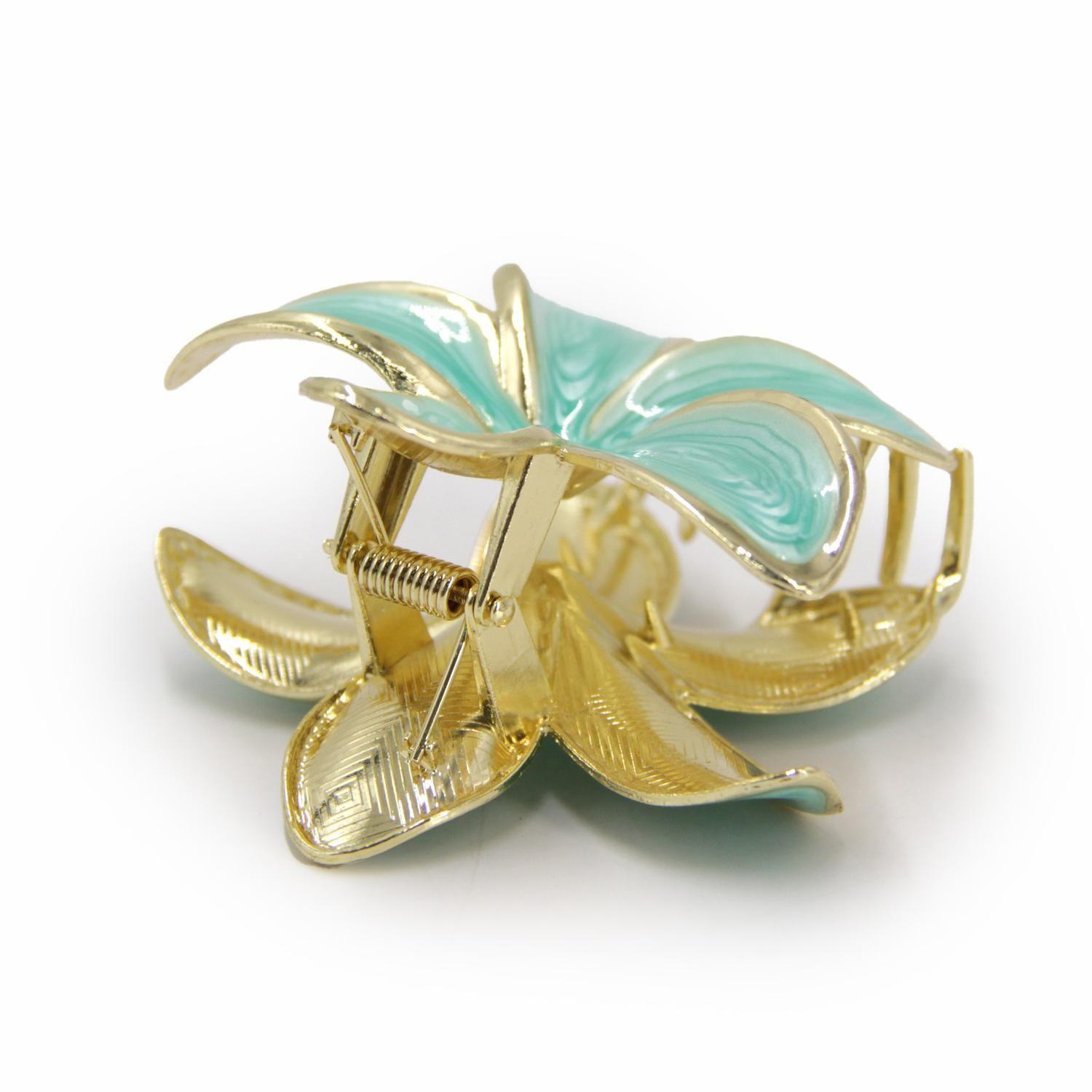 Pinche Traba Para Cabello Flor Hawaiana Metalica Lisa-2