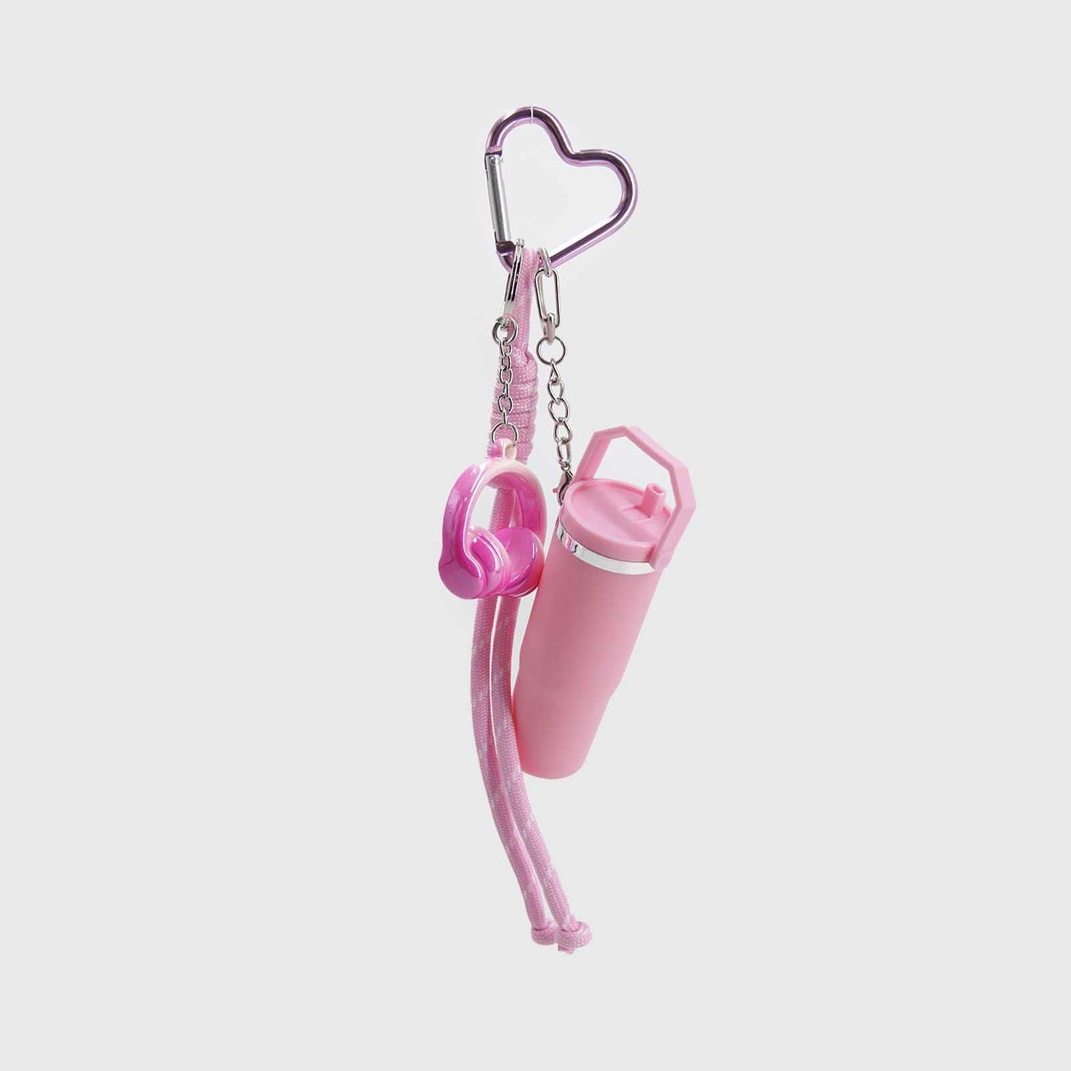 Llavero Charm Deportivo Con Vaso Térmico Y Audífonos-1