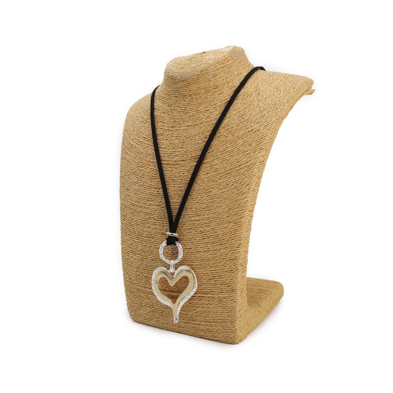 Collar Largo De Gamuza Con Dije Corazón Mujer Boho - 43 Cm-3
