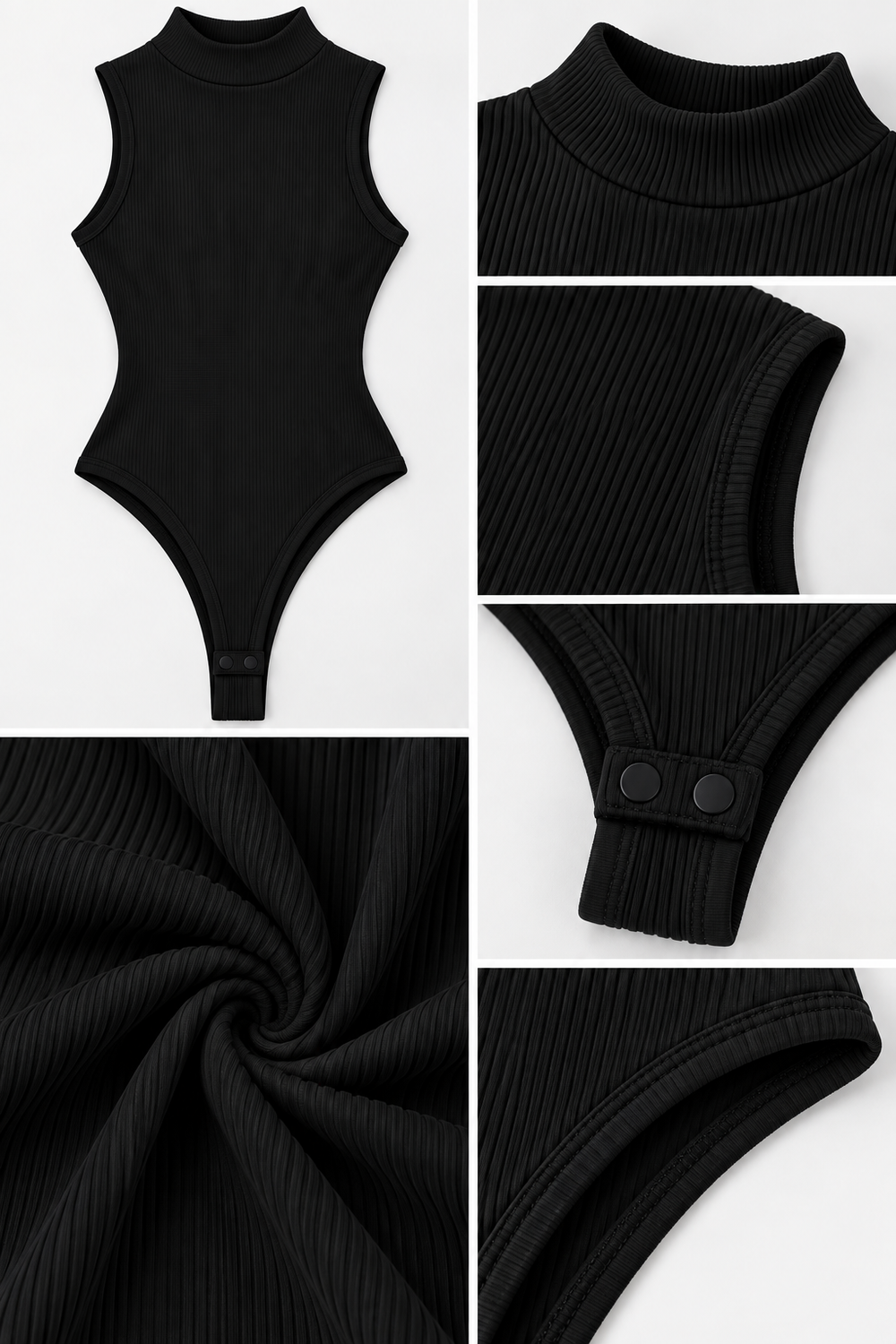Body Moldeador Cuello Alto Sin Mangas Elasticado Ajustado-2
