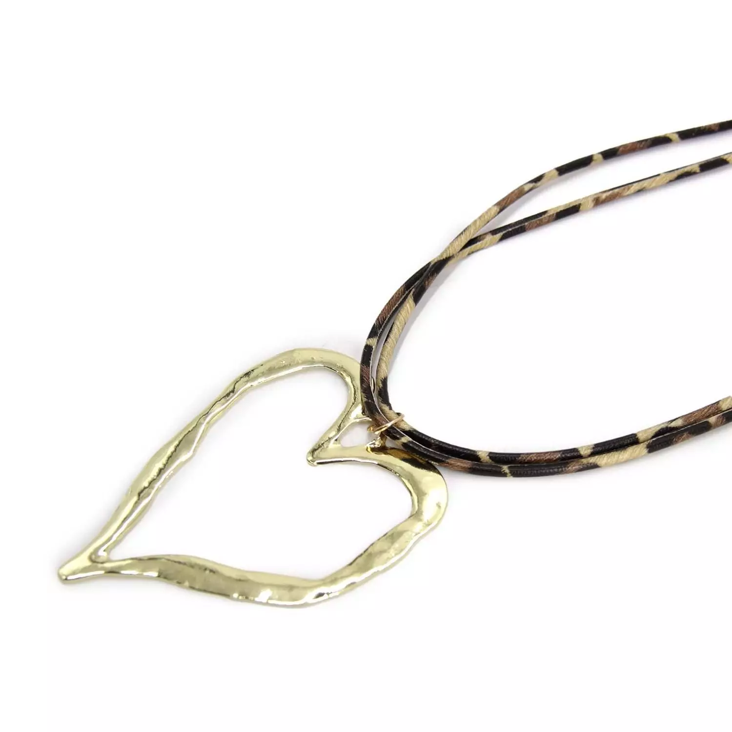 Collar Largo De Gamuza Animal Print Dije Corazón Boho- 43 Cm-4