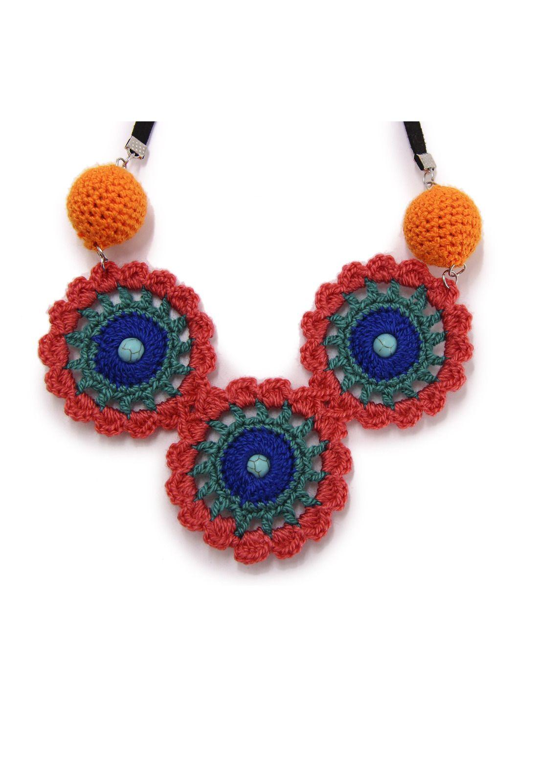 Collar tejido flores "Agata"-3