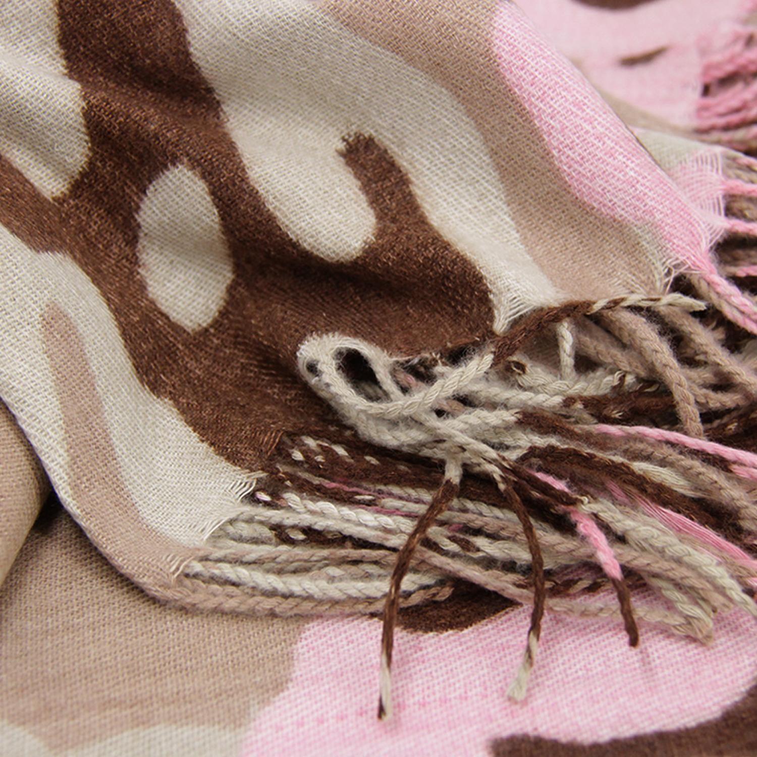 Bufanda Animal Print Colores Tipo Cashmere Suave Con Flecos-3