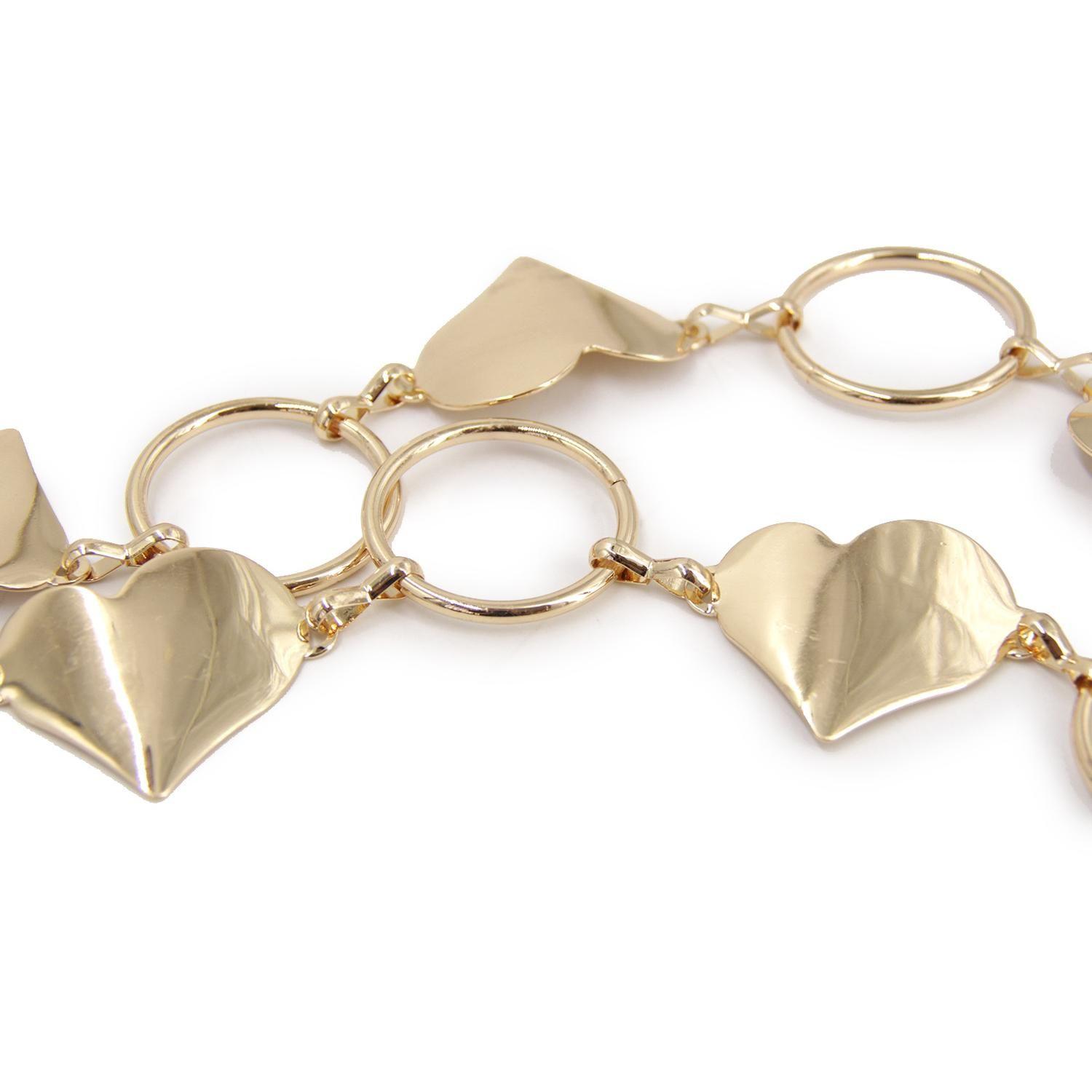 Cinturón Cadena A La Cintura De Metal Argollas Y Corazones-0
