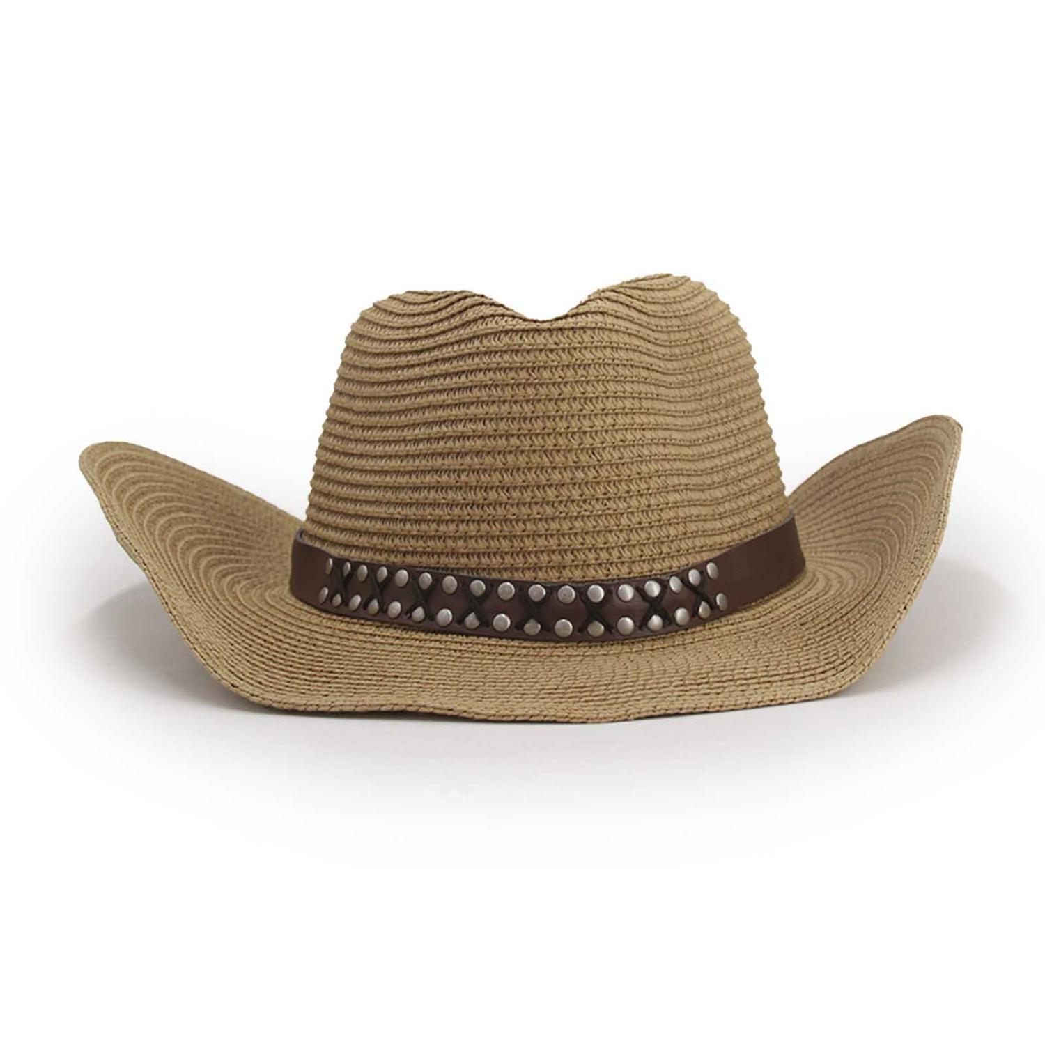 Sombrero vaquero cowboy rafia cinta con tachas - playa-festivales-moda-0