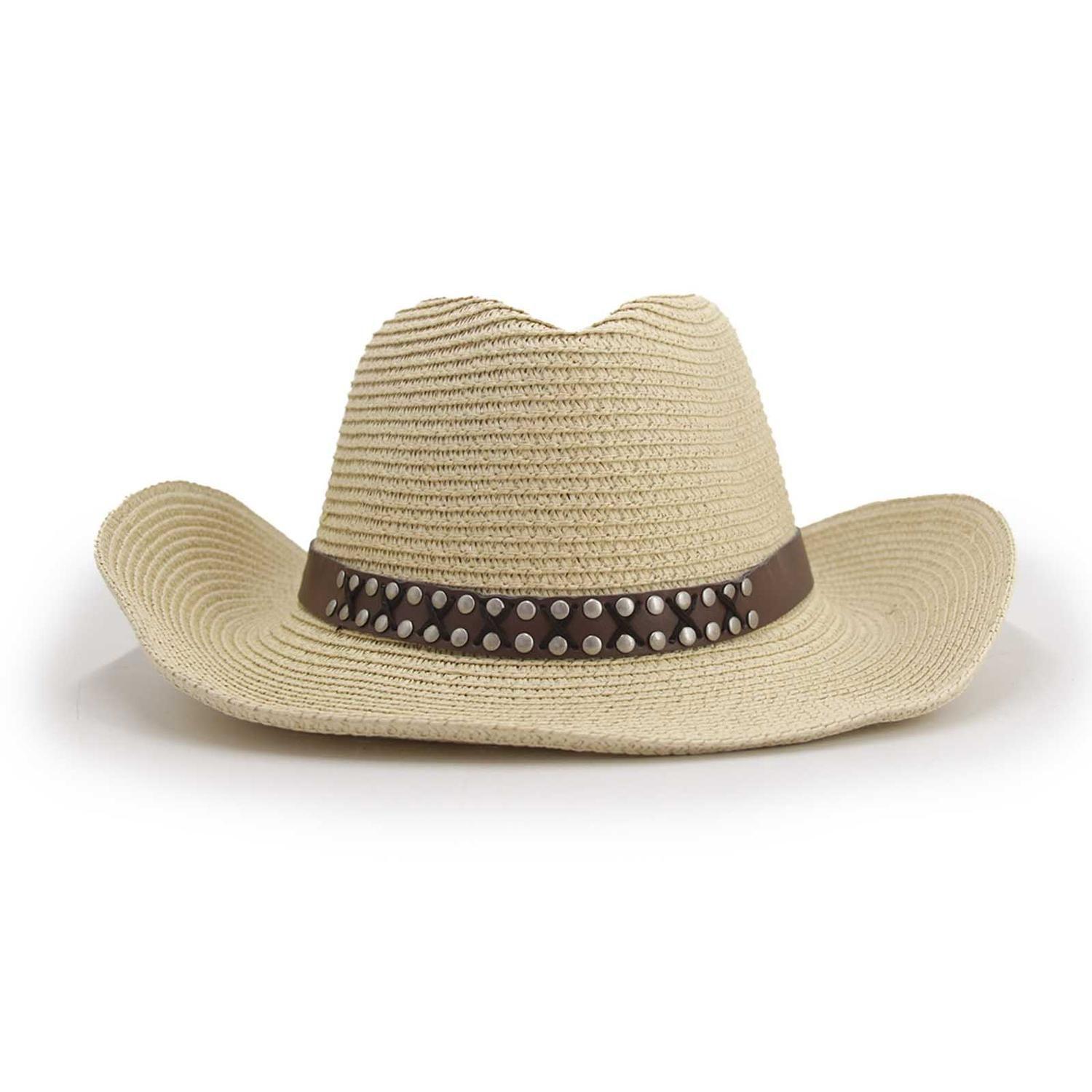 Sombrero vaquero cowboy rafia cinta con tachas - playa-festivales-moda-0