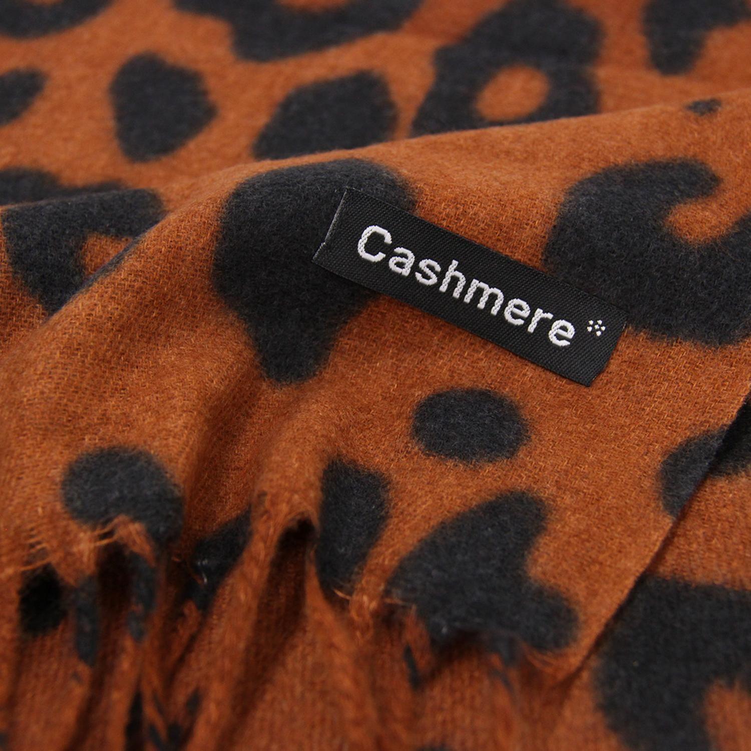 Bufanda Tipo Cashmere Estampado animal print Mujer con Flecos Invierno-2