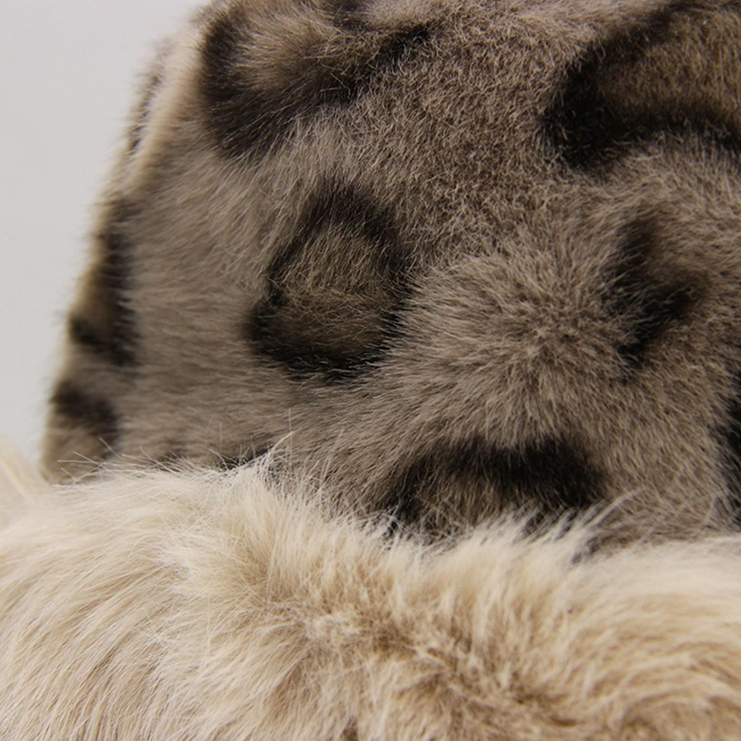 Gorro Bucket Peludo Animal Print Mujer Invierno Suave Abrigado-3