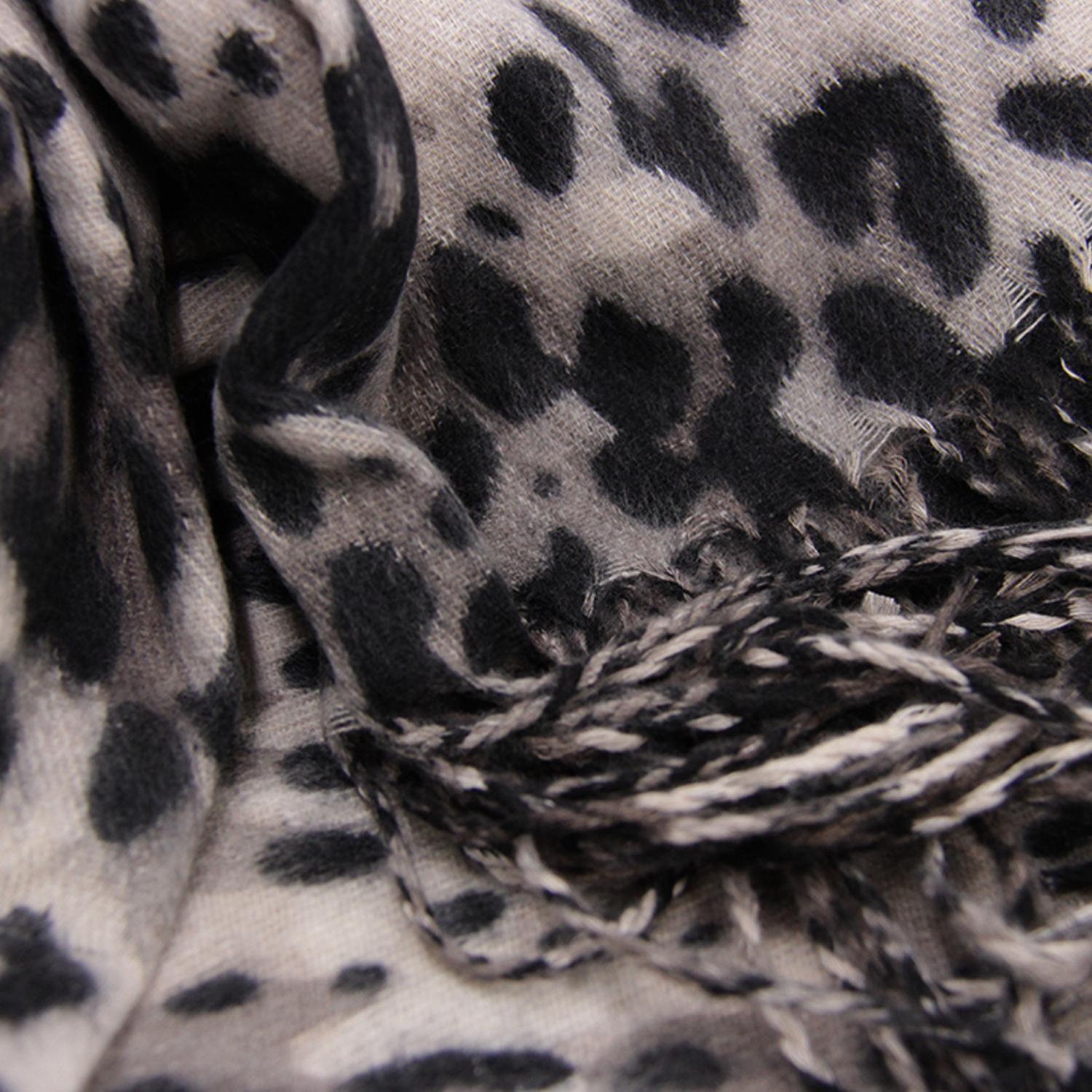Bufanda Tipo Cashmere Animal Print Elegante Con Flecos Mujer-2