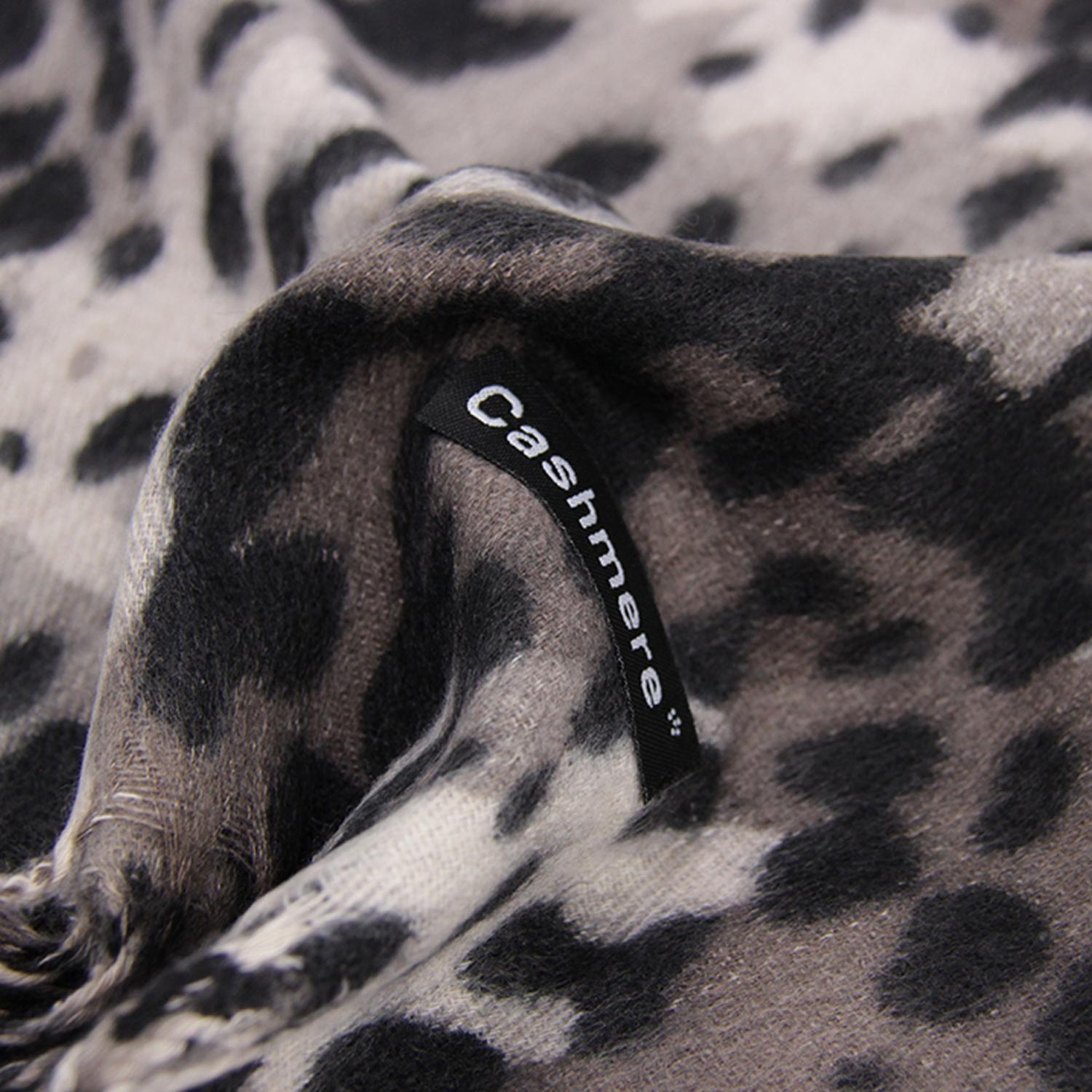 Bufanda Tipo Cashmere Animal Print Elegante Con Flecos Mujer-3